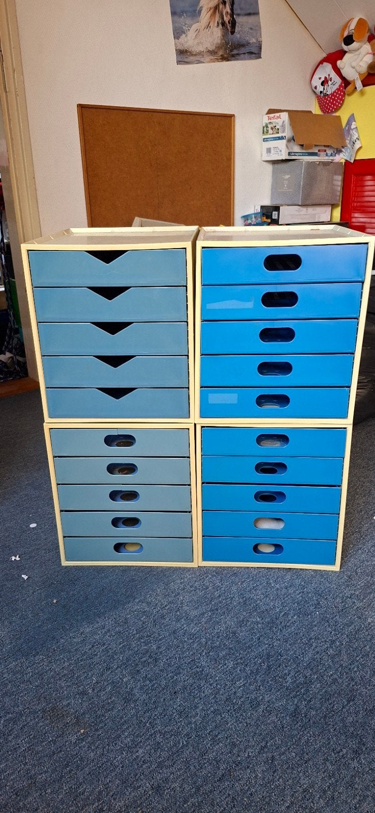 Ladenkastjes met 5 lades per stuk - Blauw, Huis en Inrichting, Ophalen, Minder dan 50 cm, Gebruikt, 5 laden of meer