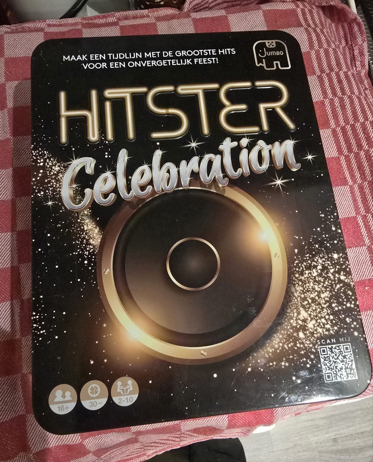 Hitster Celebration - Het ultieme muziekquiz bordspel, Een of twee spelers, Ophalen of Verzenden, Zo goed als nieuw, Jumbo