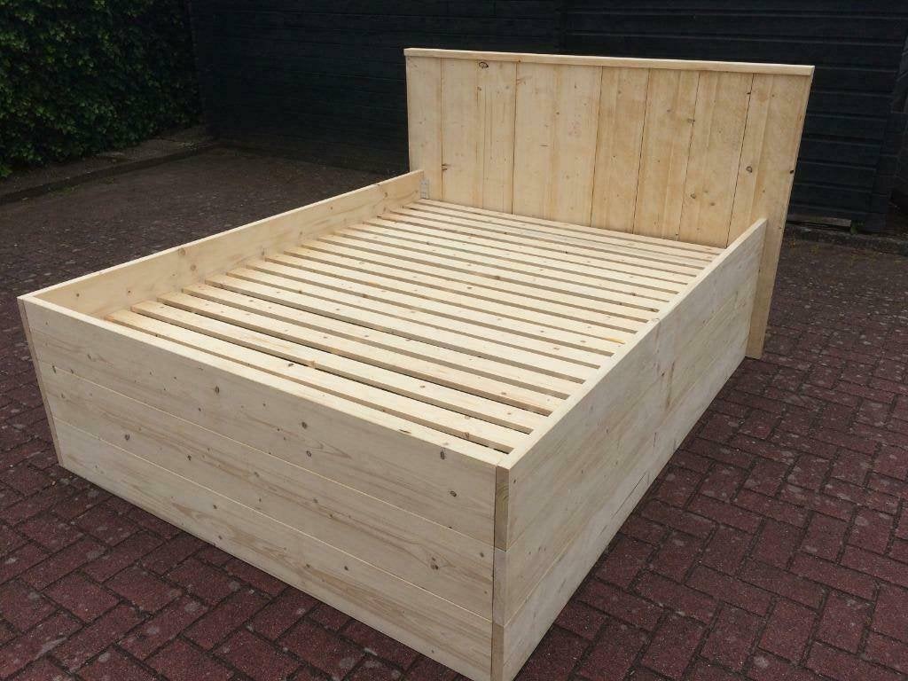 Steigerhouten bed Marijke | steigerhouten bedden nieuw, Ophalen, 90 cm, Overige kleuren, 200 cm