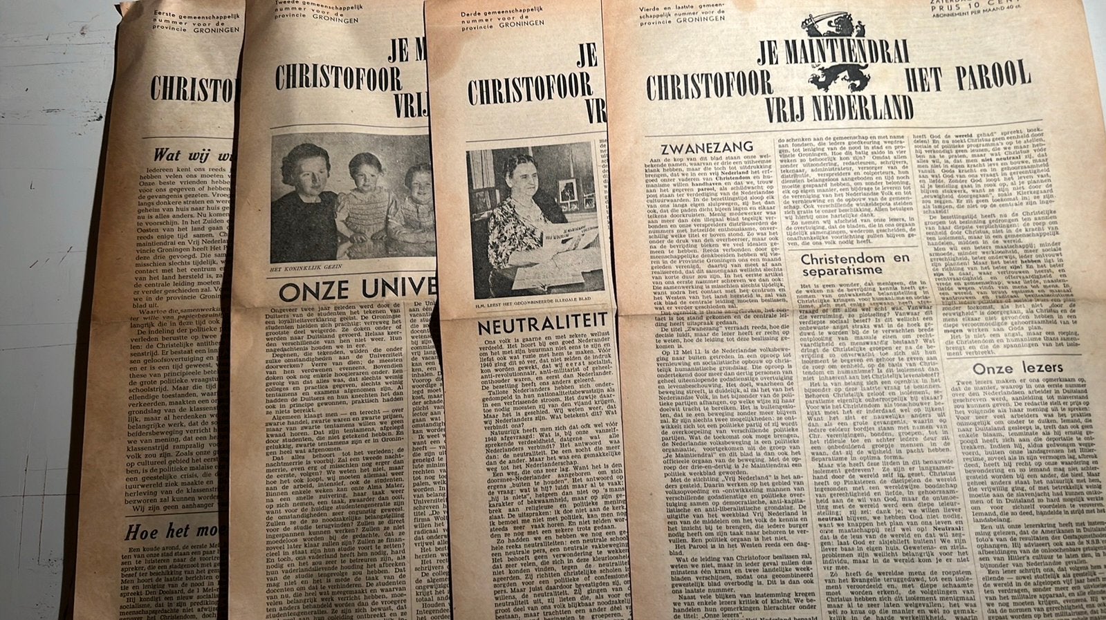 Je Maintiedrai Parool Vrij Nederland  4 stuks 1945, Verzamelen, Ophalen of Verzenden, Nederland, Boek of Tijdschrift
