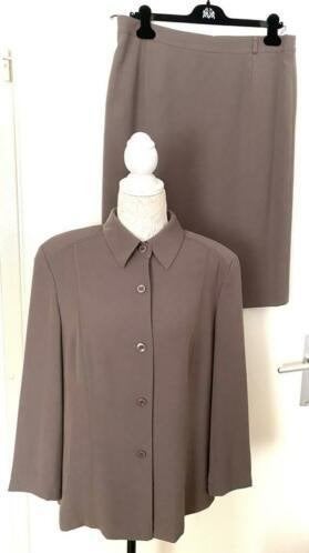 Gerry Weber blouse/jasje met bijpassende rok maat 44 [DM][v], Kostuum of Pak, Bruin, Maat 42/44 (L), Ophalen of Verzenden