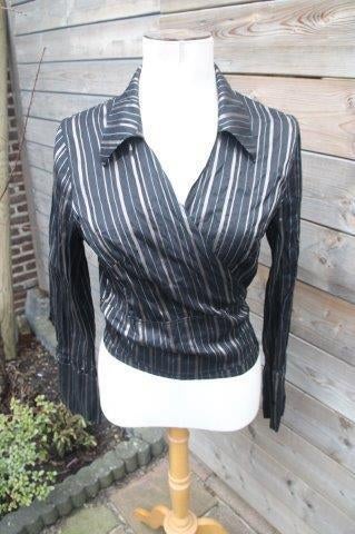 Wikkelblouse zwart/ brons sophia pigozzi mt 42 Vaste prijs A, Kleding | Dames, Zwart, Maat 42/44 (L), Sophia pigozzi, Ophalen of Verzenden