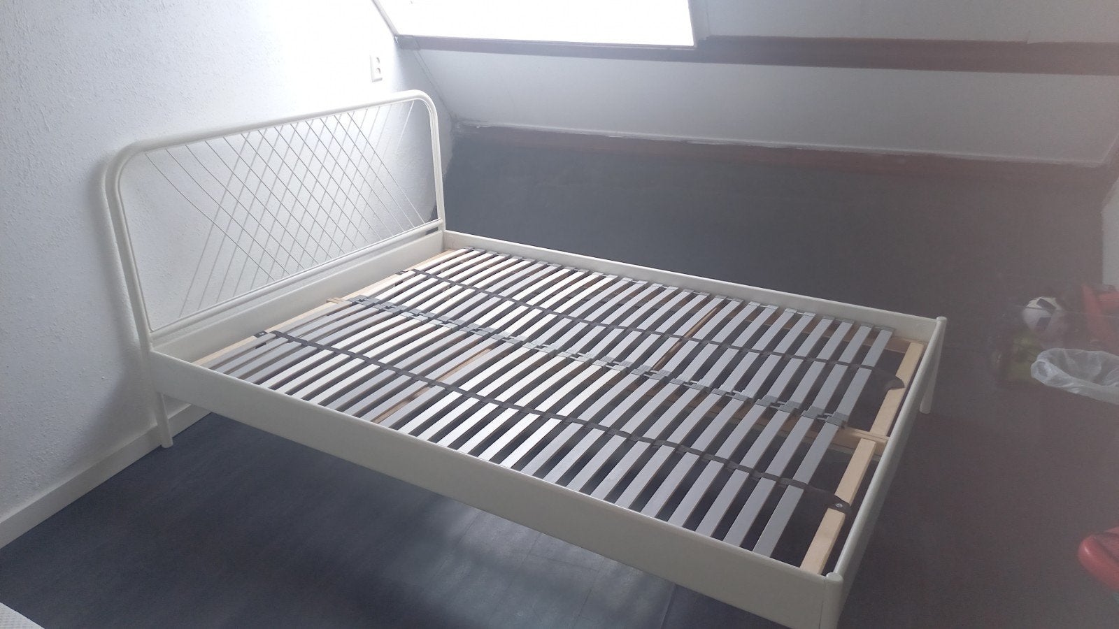 Ikea tweepersoonsbed 140x200 met lattenbodem, Huis en Inrichting, Slaapkamer | Bedden, Ophalen, Gebruikt, Wit, Tweepersoons