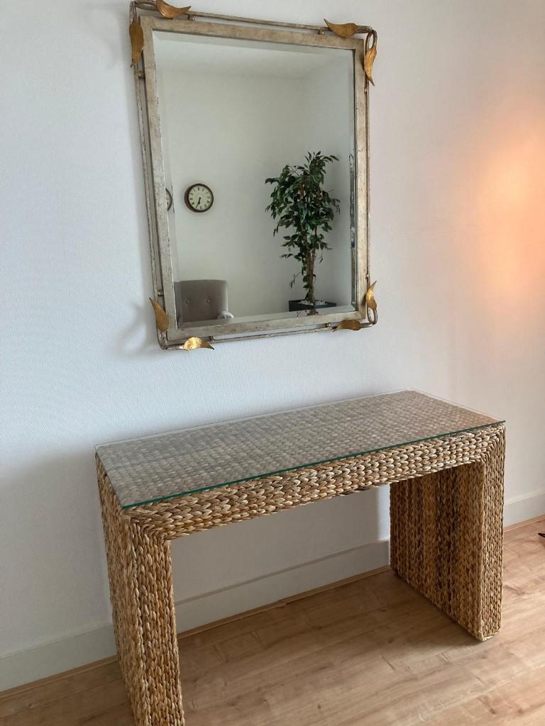 Exclusieve sidetable met spiegel, Ophalen, Glas, 100 tot 150 cm, Zo goed als nieuw
