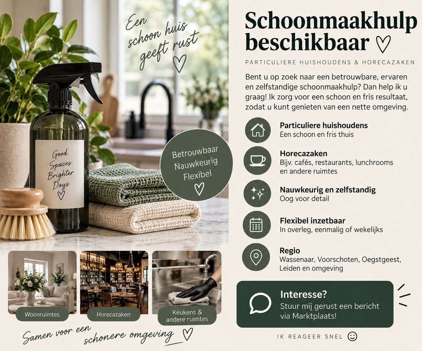 Schoonmaakster Wassenaar en omgeving, Vacatures, Vanaf 10 jaar, Overige vormen