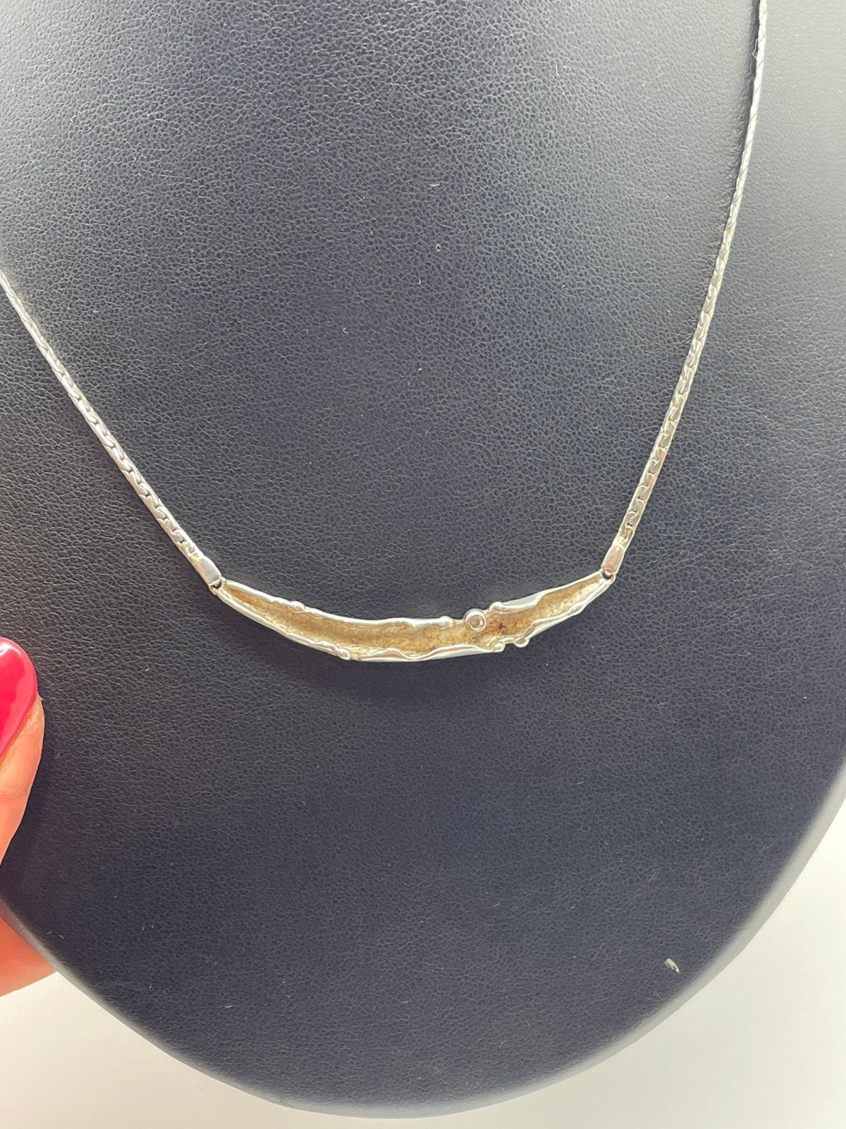 E221 Prachtige zilveren TEKA ketting, Ophalen of Verzenden, Zilver, Ketting, Met edelsteen