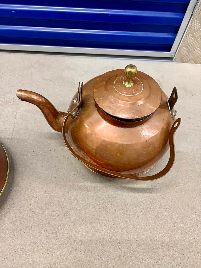 Antieke Koperen Theepot en Emmer en bedstee, Ophalen of Verzenden, Koper