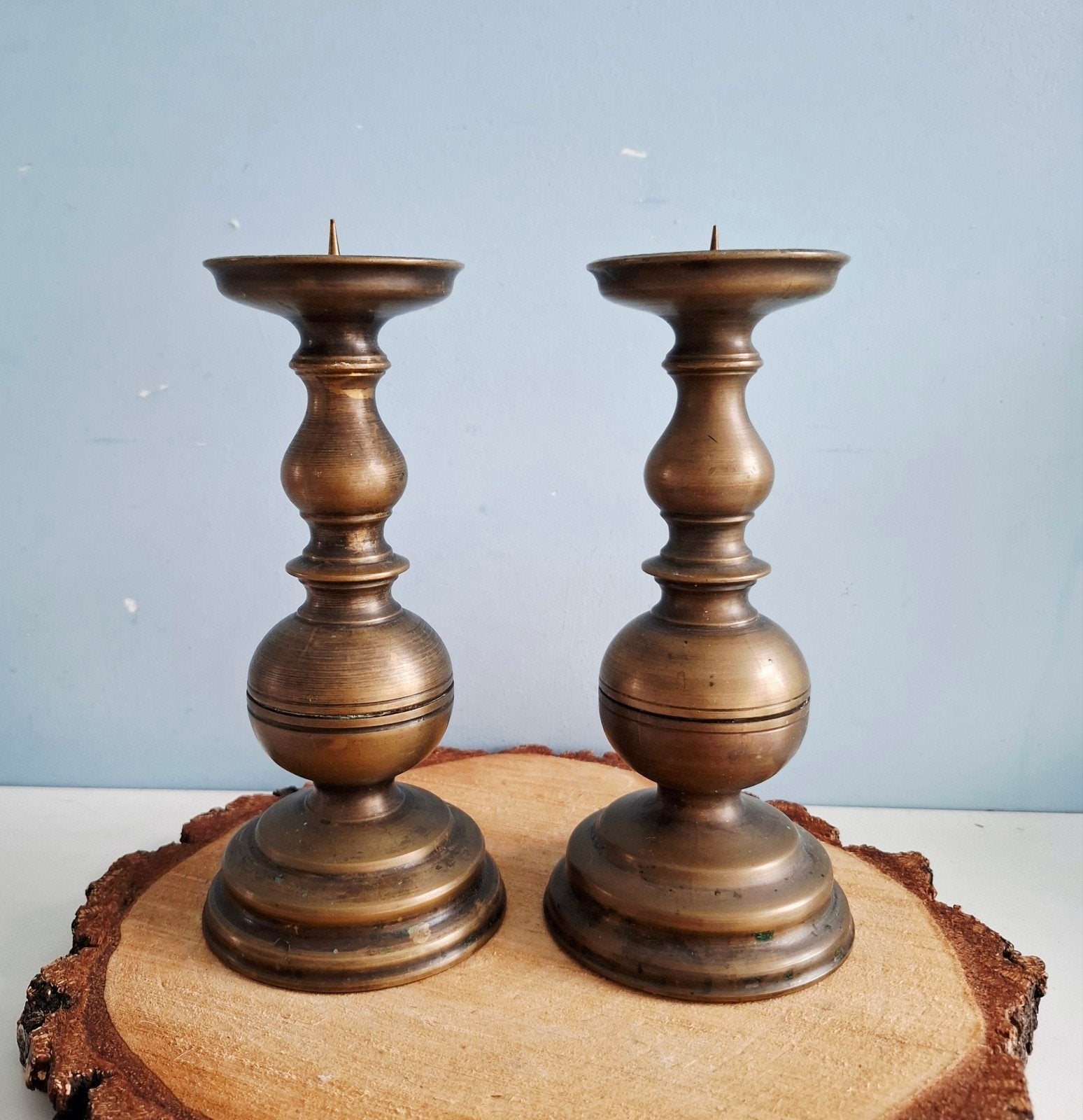 Prachtige antieke set kandelaars – brons / messing, Ophalen of Verzenden, Koper of Brons