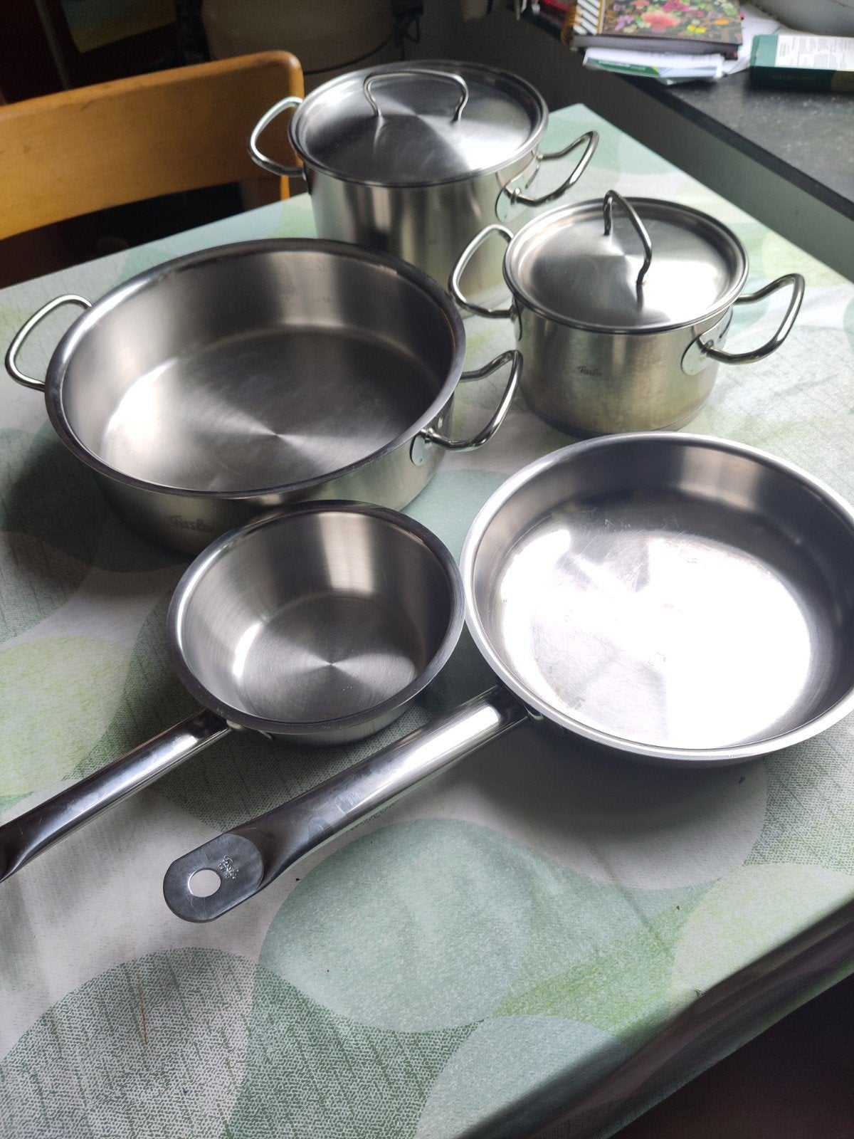 Fissler Profi pannenset met Cookstar bodem, Ophalen of Verzenden, Gebruikt, Rvs, Inductieplaat