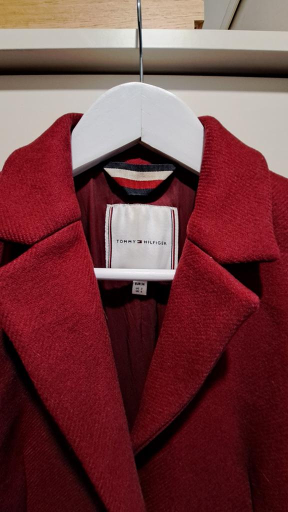 Tommy Hilfiger mantel rood, Ophalen of Verzenden, Maat 34 (XS) of kleiner, Gedragen, Rood