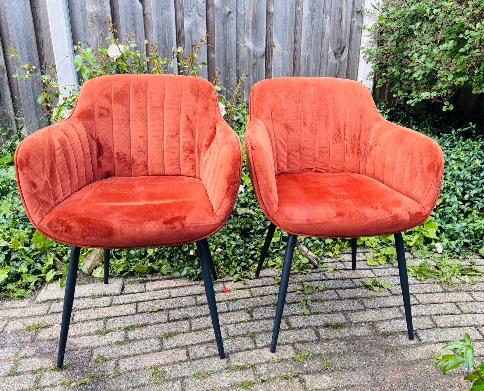 4x eetstoel velvet terra, Huis en Inrichting, Ophalen, Overige materialen, Overige kleuren, Zo goed als nieuw