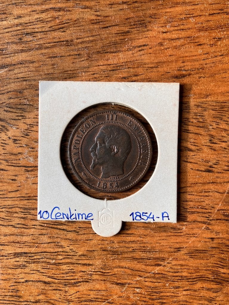 Frankrijk 10 Centime 1854-A mooie kwaliteit, Ophalen of Verzenden, Frankrijk, Losse munt