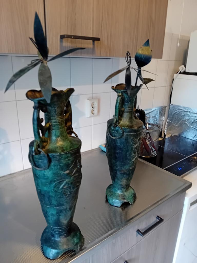 Set van 2 Regule Vazen - Zink Brons Legering, Ophalen of Verzenden