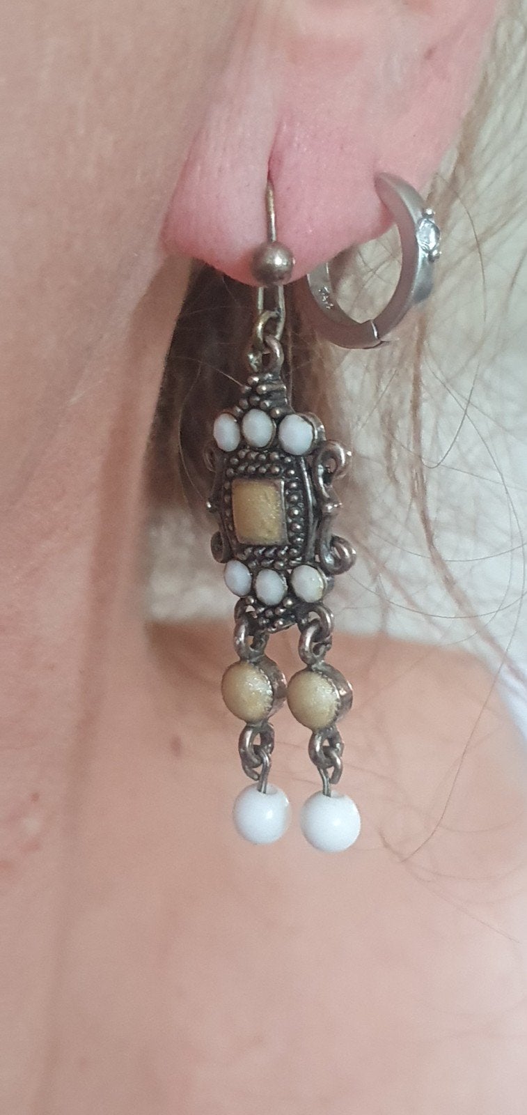 Prachtige Zilveren Vintage Oorbellen, Hangers, Ophalen of Verzenden, Zo goed als nieuw, Zilver