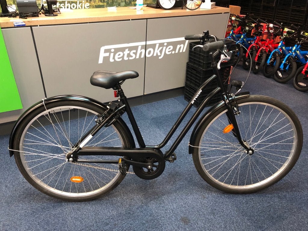 Fietshokje Raaks: Btwin Damesfiets, Velgrem, Niet ingevuld, Minder dan 47 cm, Niet ingevuld