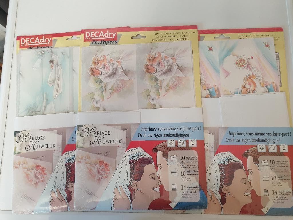 Nieuw/Geseald- Trouwkaarten - 3 sets, Ophalen of Verzenden, Nieuw, Man of Vrouw, Blanco kaart of Basiskaart