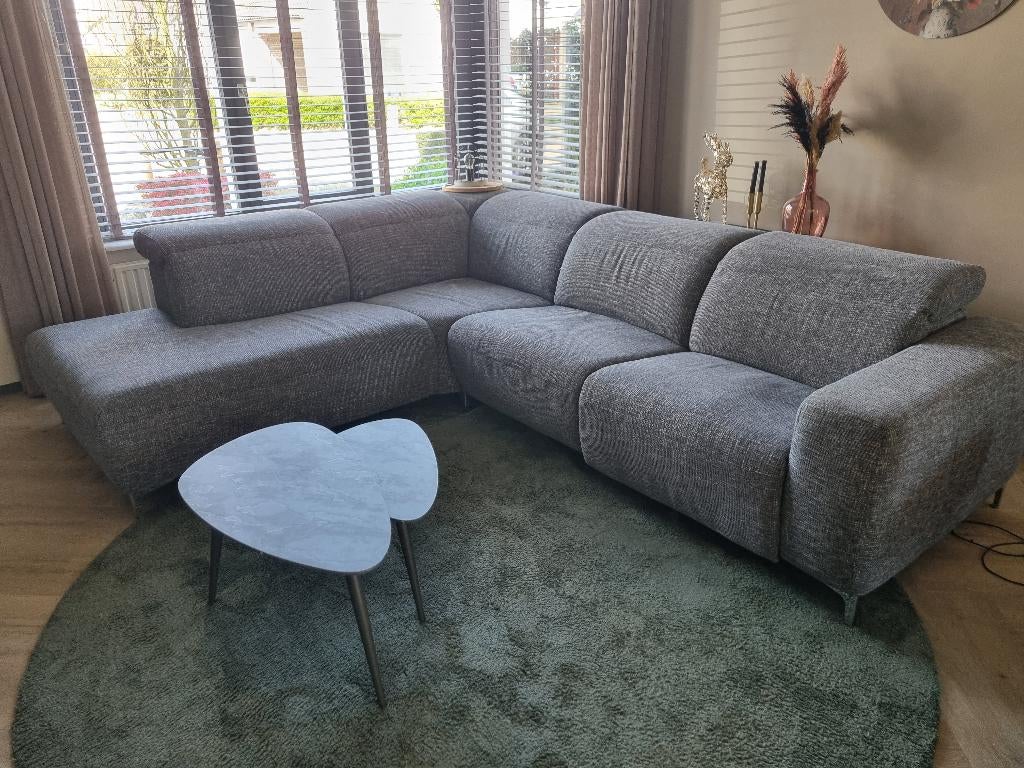** Grijze hoekbank met elektrisch relax deel **, Huis en Inrichting, Banken | Bankstellen, Ophalen, Gebruikt, Hoekbank, Stof