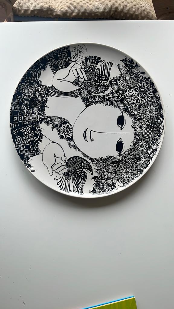 Rosenthal Bjorn Wünblad Decoratief Wandbord  ZwartWit Gezich, Antiek en Kunst, Antiek | Wandborden en Tegels, Ophalen of Verzenden