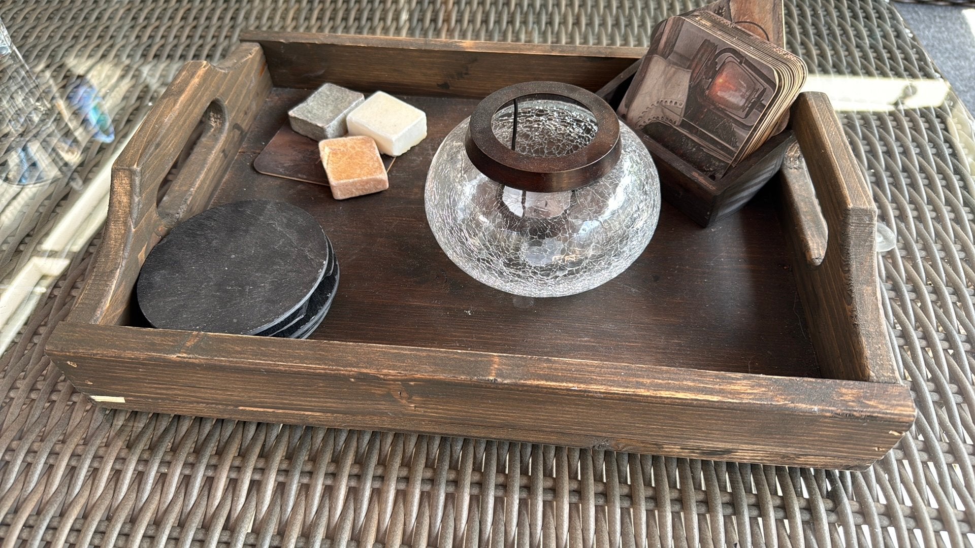 Leuke woon accessoires, Huis en Inrichting, Woonaccessoires | Dienbladen, Ophalen, Zo goed als nieuw, Rond, Hout