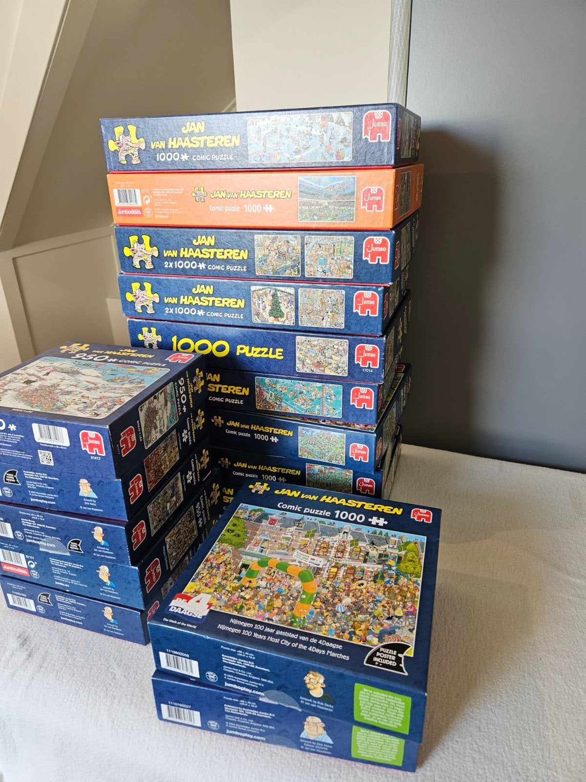 Grote collectie Jan van Haasteren puzzels (1000 stukjes), Kinderen en Baby's, Speelgoed | Kinderpuzzels, Ophalen, Meer dan 50 stukjes