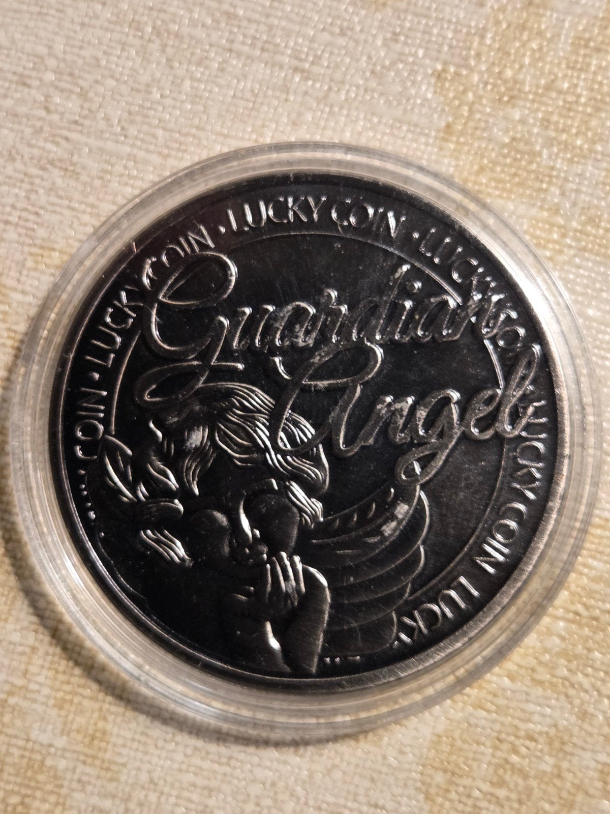 Guardian Angel Lucky Coin - Zilverkleurig, Ophalen of Verzenden