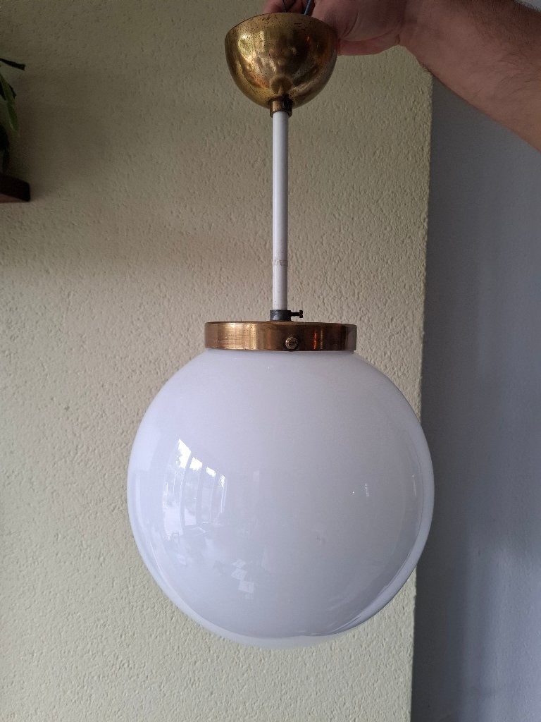 Vintage glazen plafondlamp art deco melkglas, Ophalen of Verzenden, Gebruikt, Glas