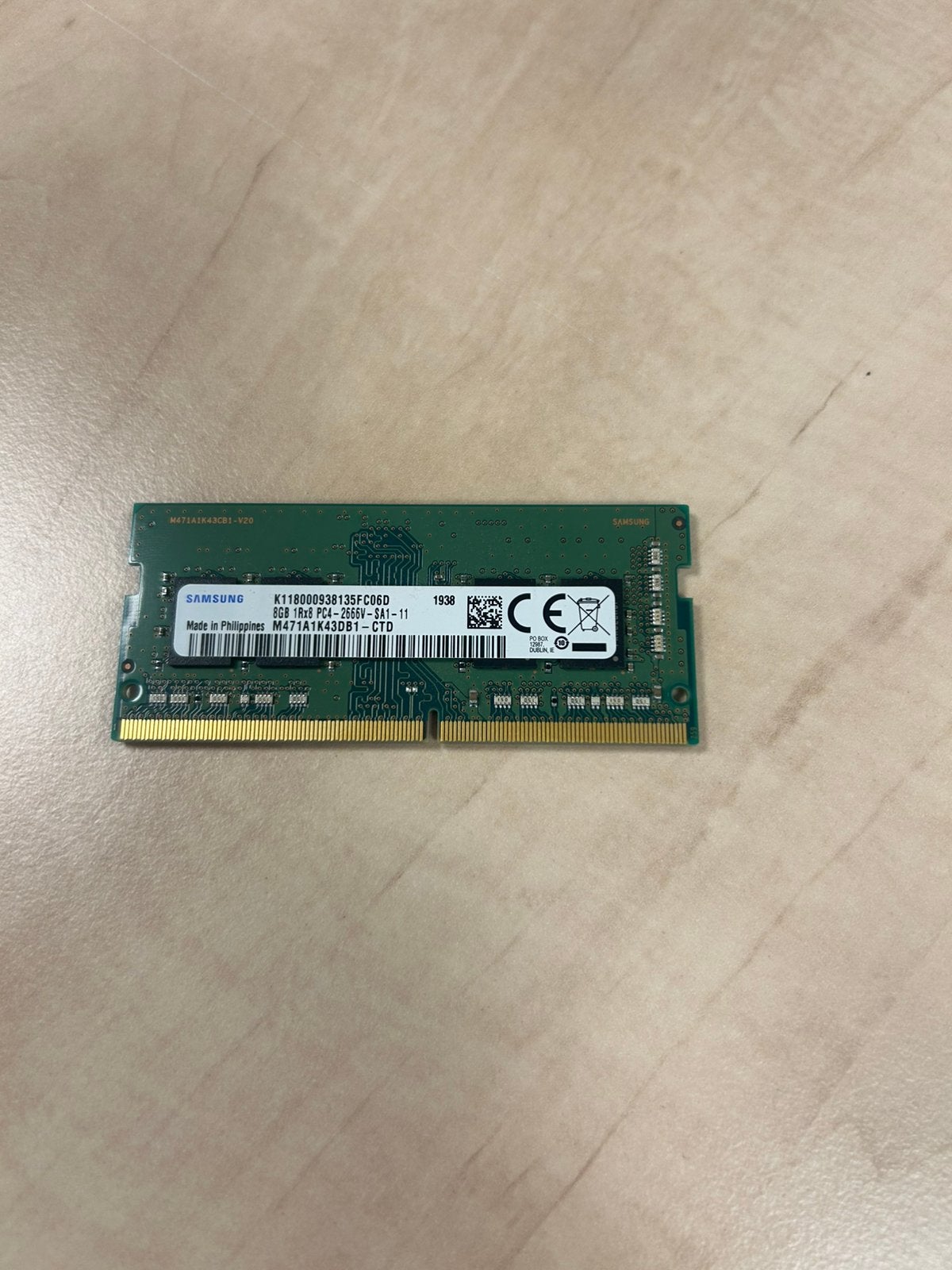 Samsung 8GB DDR4 RAM, Computers en Software, RAM geheugen, DDR4, 8 GB, Ophalen of Verzenden, Zo goed als nieuw