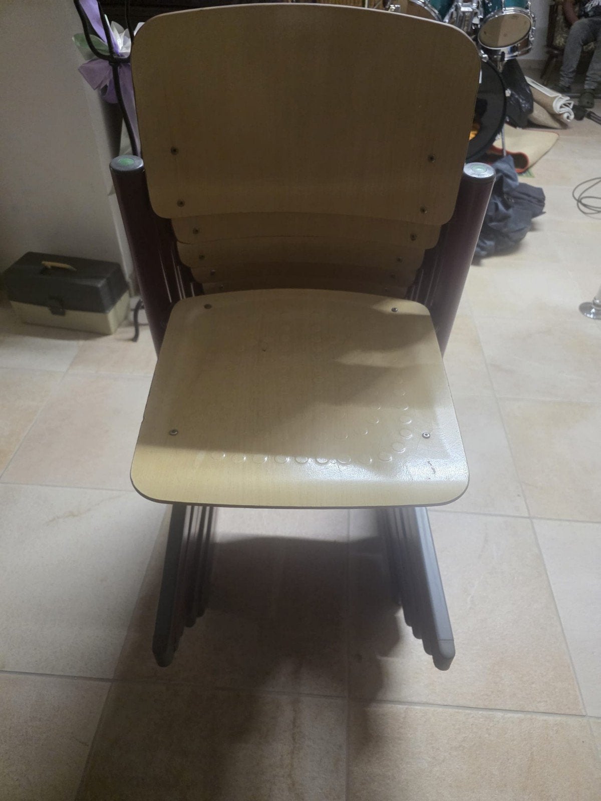 4 ijzeren stapelstoelen, Huis en Inrichting, Gebruikt, Overige kleuren, Ophalen of Verzenden, Vier