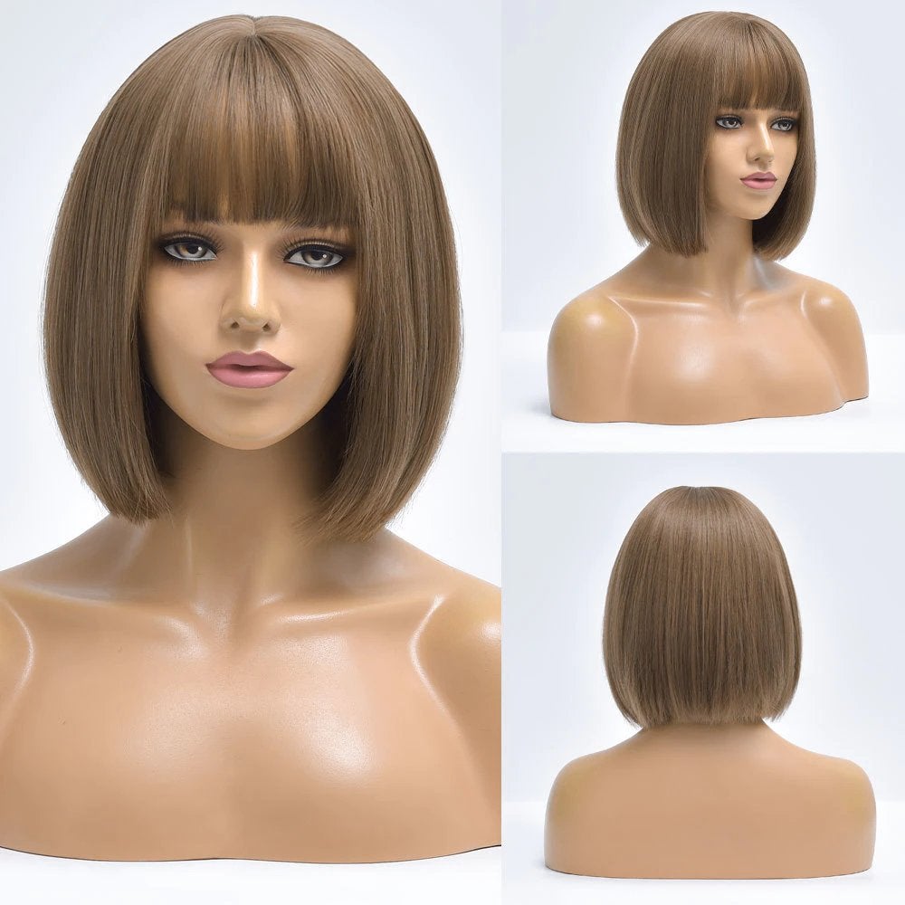Korte Bruine Pony Pruik Dames Vrouwen Haar Bruin Haarstuk, Verzenden, Pruik of Haarverlenging