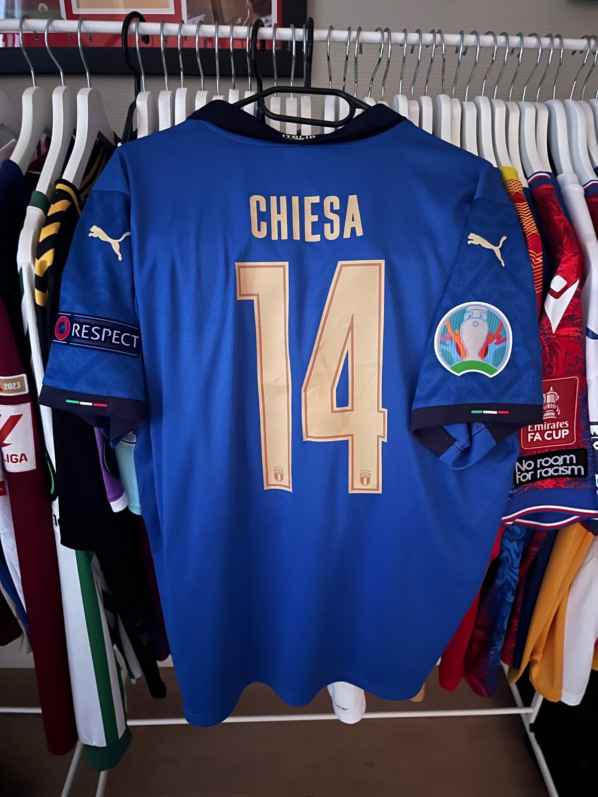 Italië Thuisshirt EK 2020/2021 Chiesa #14 Maat L, Maat 52/54 (L), Blauw, Ophalen of Verzenden, Zo goed als nieuw