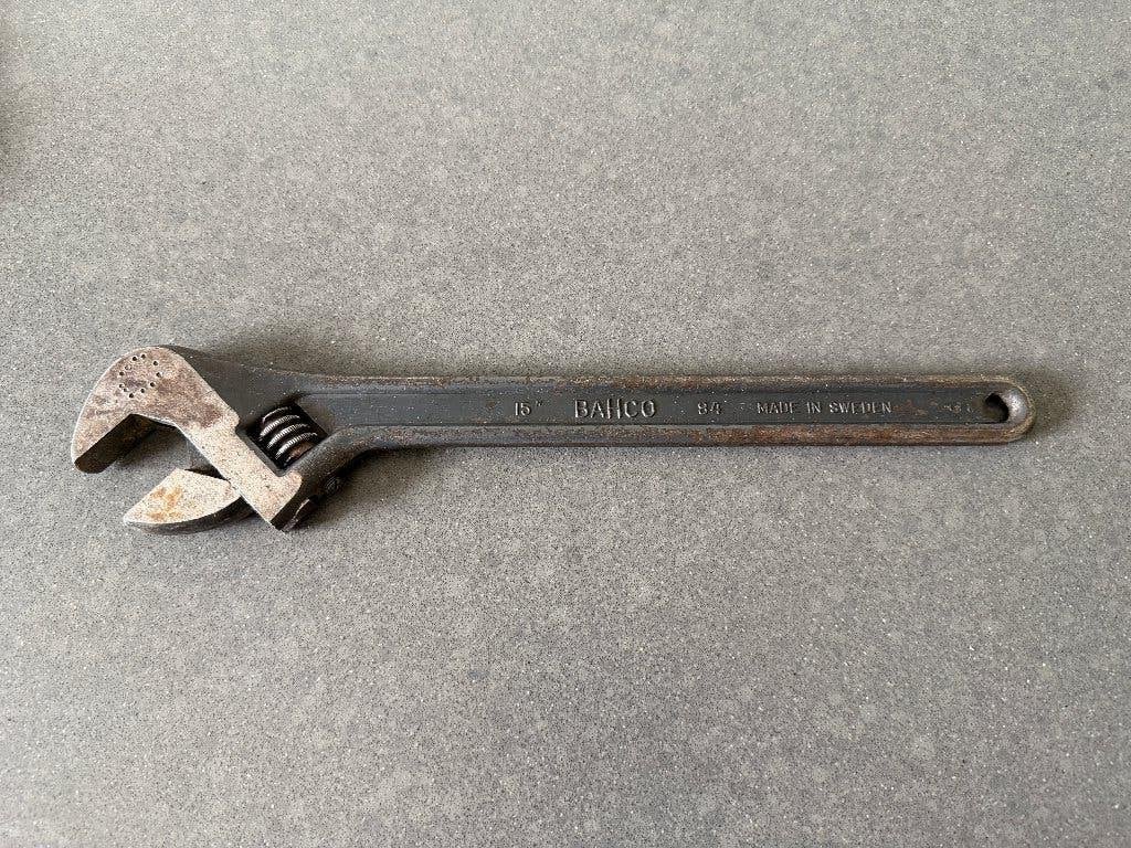Bahco 15" verstelbare moersleutel A.B.A. Hjorth & Co Zweden, Ophalen of Verzenden, Gebruikt, Sleutel/ratel, Overige merken
