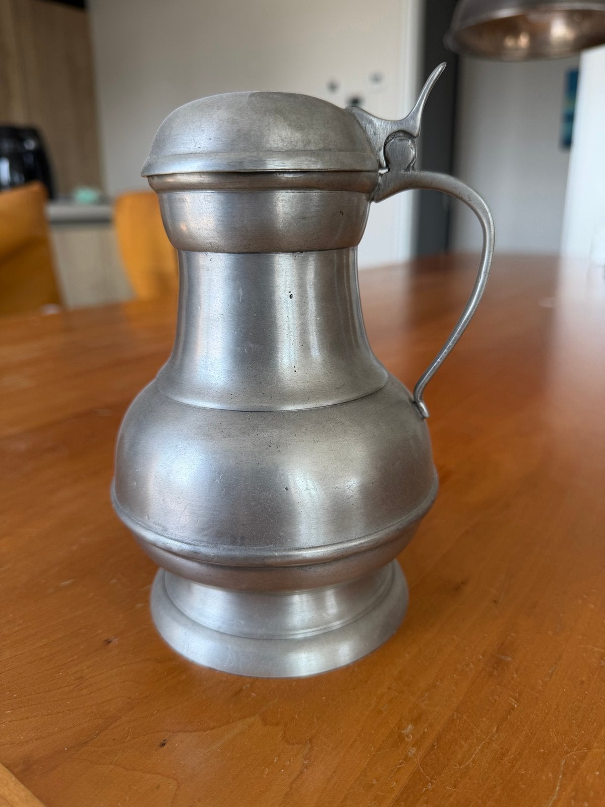 Antieke tinnen schenkkan / bierkan – 95% tin – met deksel, Antiek en Kunst, Ophalen