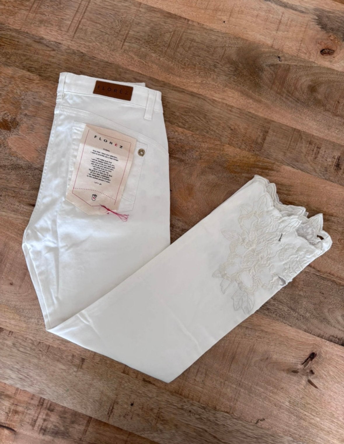 Florèz Witte Slim-Fit Jeans 'Charmeur' met Kanten Zoom, Ophalen of Verzenden, Zo goed als nieuw, Wit, W27 (confectie 34) of kleiner