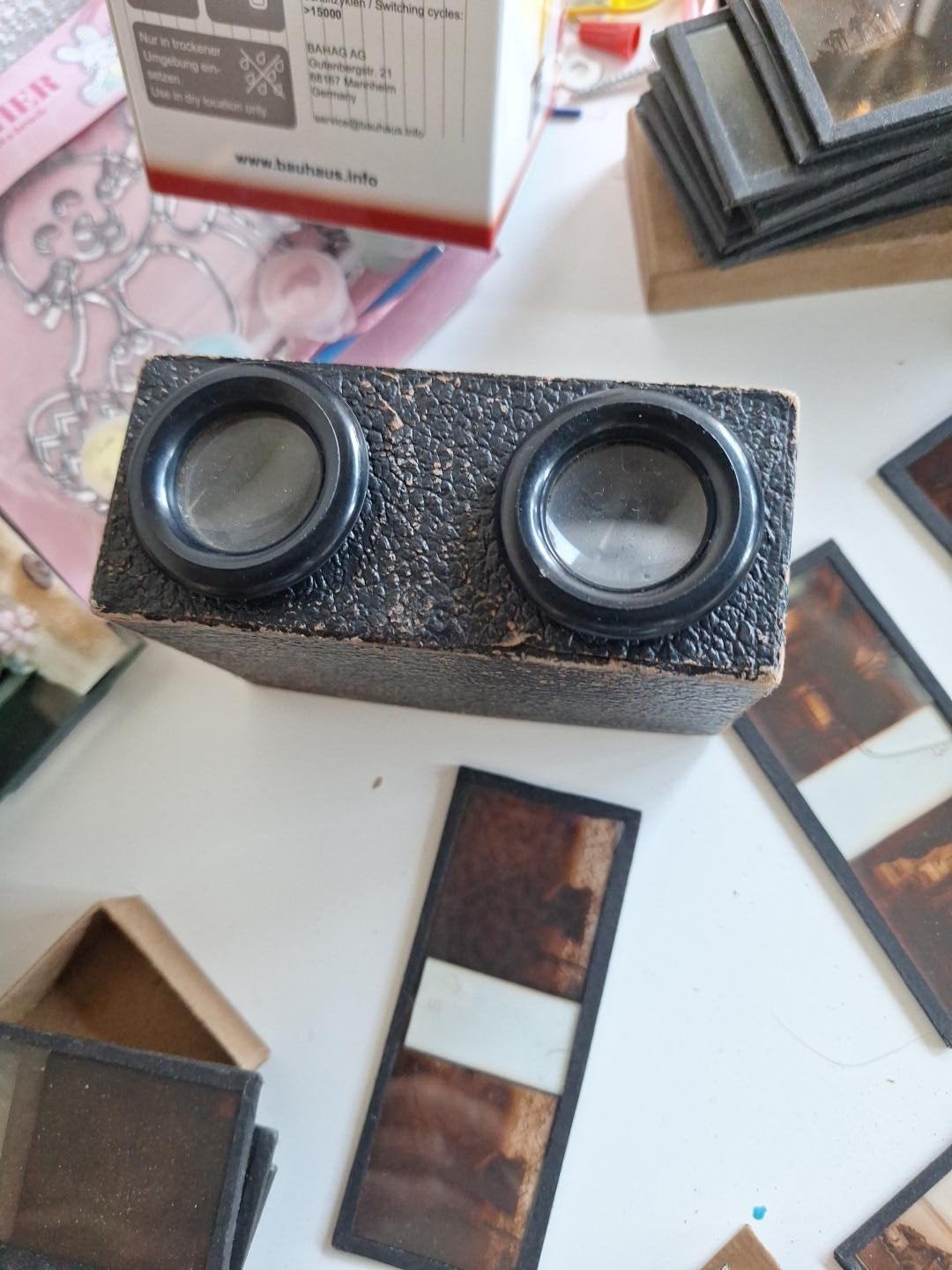 Stereoscoop Bruquiere met stereoscopische glasplaten, Ophalen of Verzenden