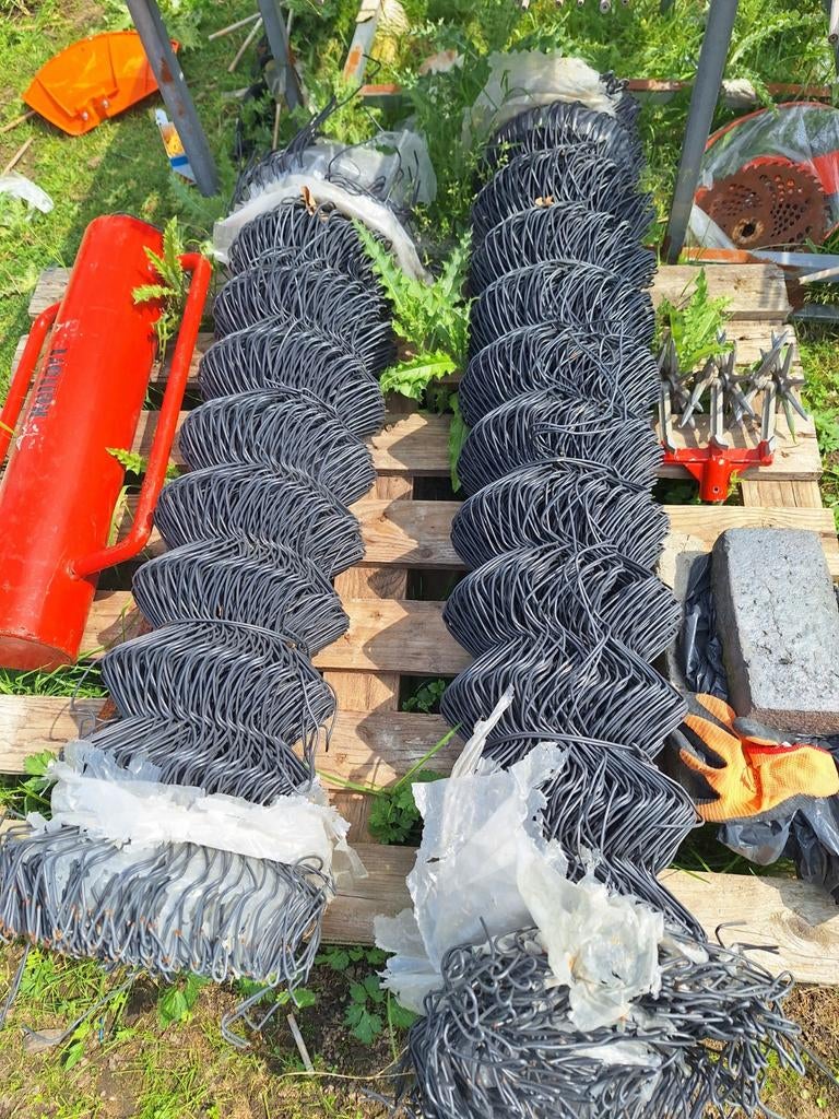 Harmonicagaas hekwerk 25m lang, 125cm hoog, Ophalen of Verzenden, Gebruikt, IJzer, Gaashekwerk
