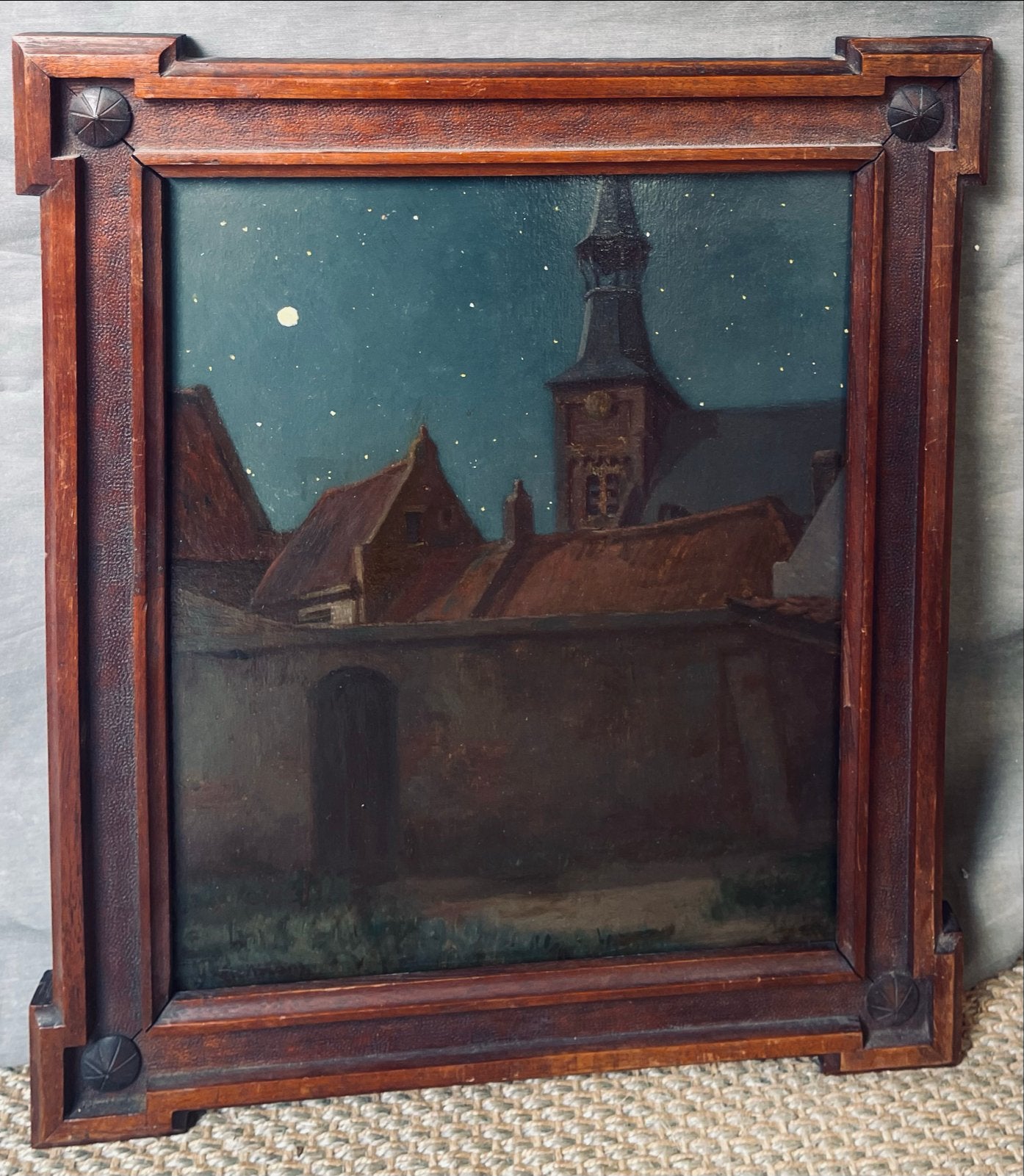 Olieverfschilderij van Hendrikus Ijkelenstamstam - Nachtgezi, Ophalen of Verzenden