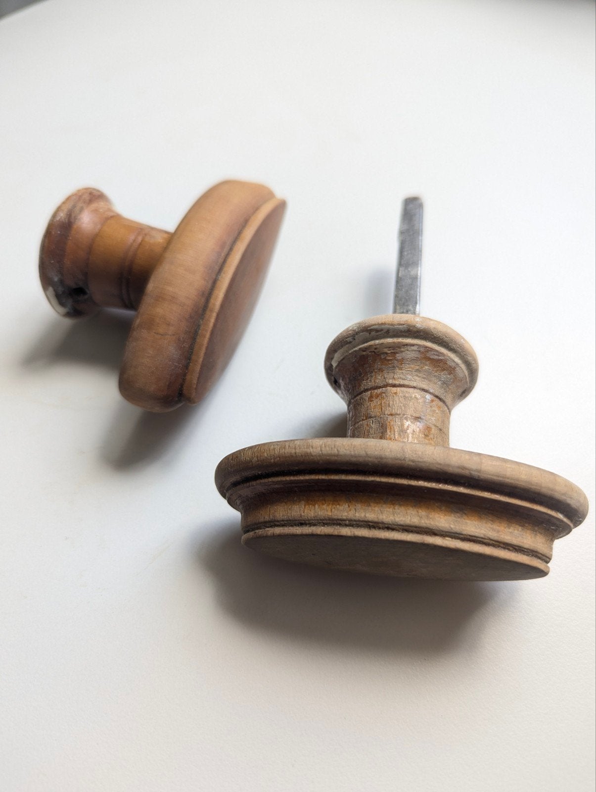 Deurknoppen antiek vintage set 2 hout, Ophalen of Verzenden, Gebruikt, Overige materialen, Klink of Kruk
