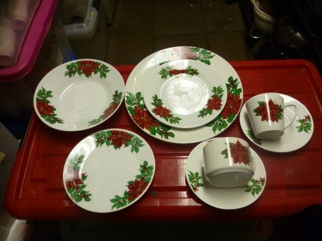kerst  kerstservies Poinsettia  van alles wat, Ophalen of Verzenden, Nieuw