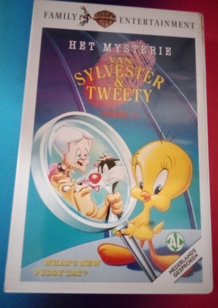 VHS - Het mysterie van Silvester & Tweety - koopvideo, Nederlands ondertiteld, Engels, Verzenden, Alle leeftijden