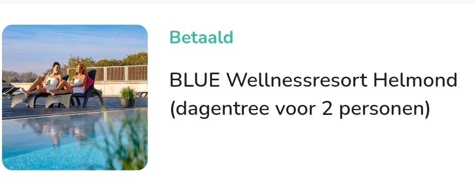 Dagentree wellnessresort Helmond 2 personen, Tickets en Kaartjes, Kortingen en Cadeaubonnen, Twee personen, Overige soorten