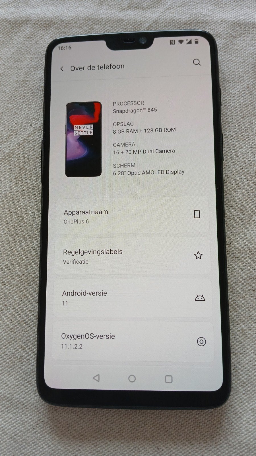 ONEPLUS 6  8/128GB SNEL SMARTPHONE SIMLOCKVRIJ, Ophalen, Zwart, Touchscreen, Zo goed als nieuw