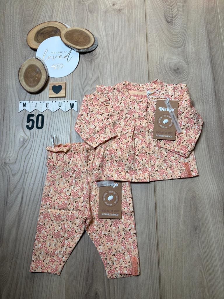 Baby meisje dirkje setje broekje, vestje peach maat 50, Kinderen en Baby's, Babykleding | Maat 50, Ophalen of Verzenden, Nieuw