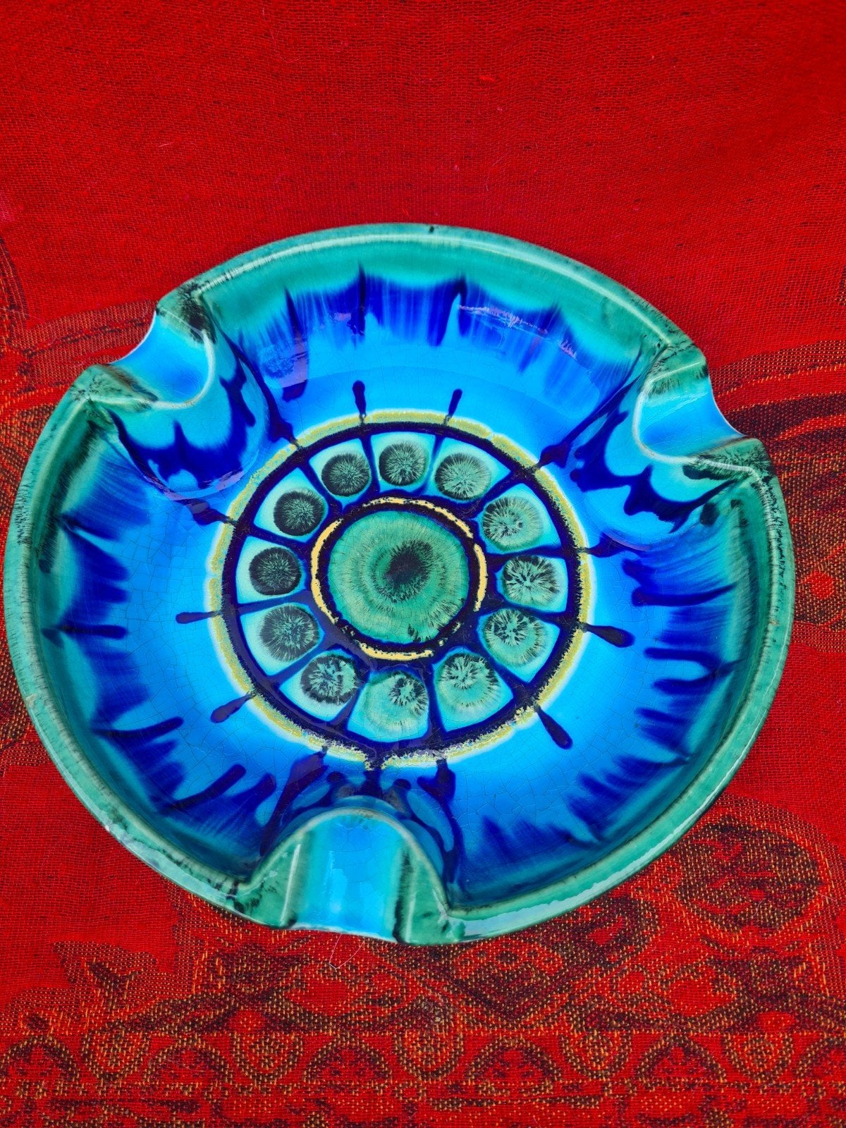 Gouds Plateel Flora Faenza asbak, Ophalen of Verzenden