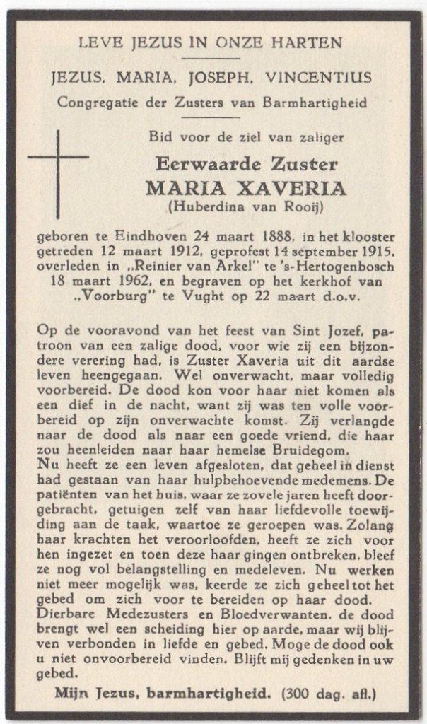 zr. Huberdina van Rooij 1888 Eindhoven + 1962 Den Bosch, Verzenden