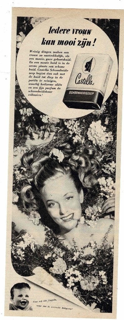 Iedere vrouw die mooi wil zijn, gebruikt CASTELLA ZEEP 1949, Verzenden, Zo goed als nieuw, Overige typen