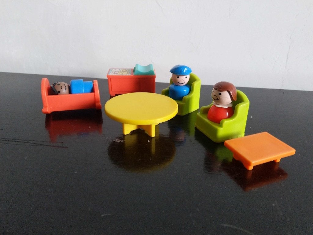 Fisher Price poppetjes meubels taxi-auto, Ophalen of Verzenden, Zo goed als nieuw, Overige typen