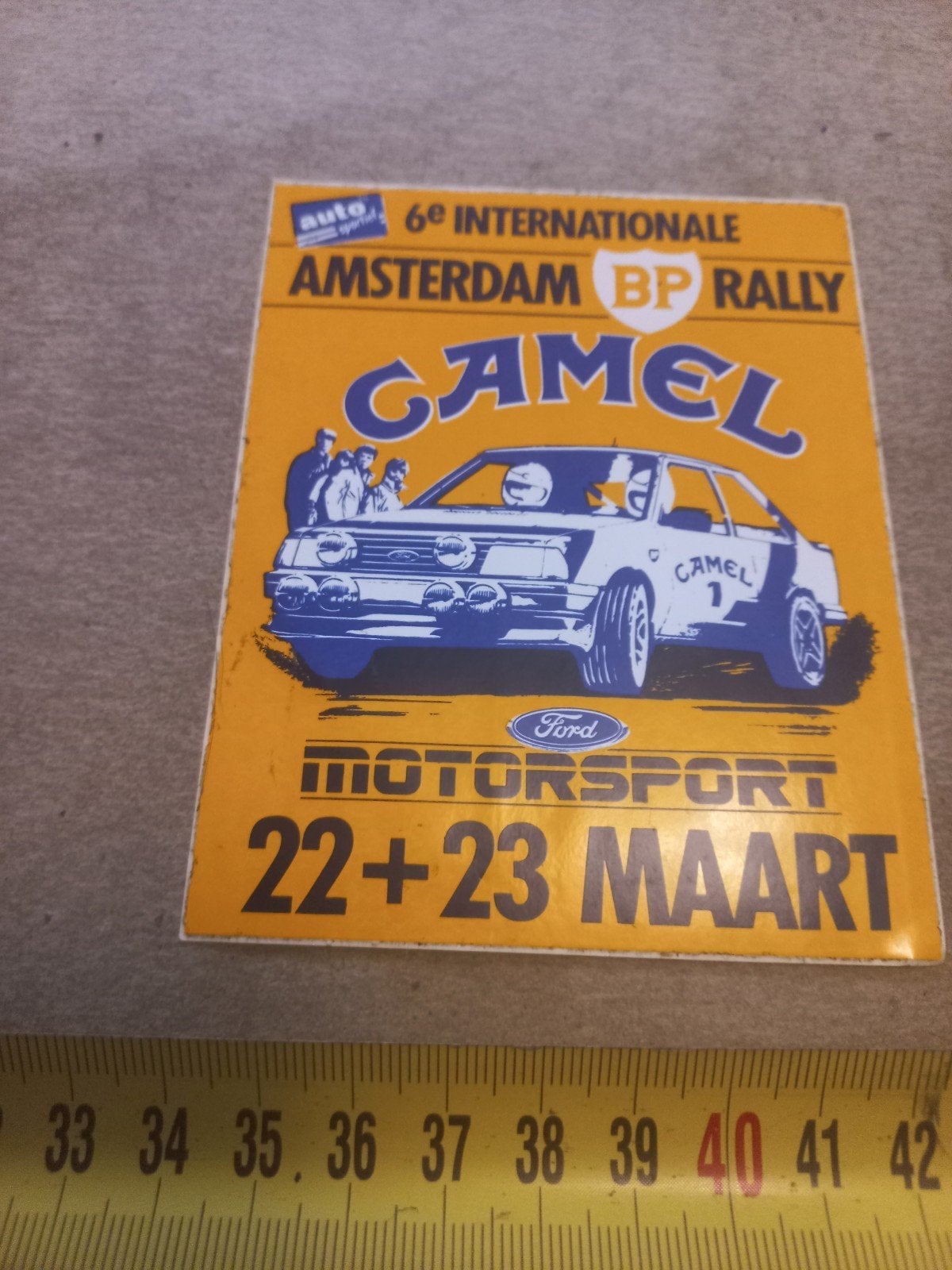 Vintage Camel BP Rally Sticker - Ford Motorsport (Maart), Ophalen of Verzenden, Gebruikt, Auto's