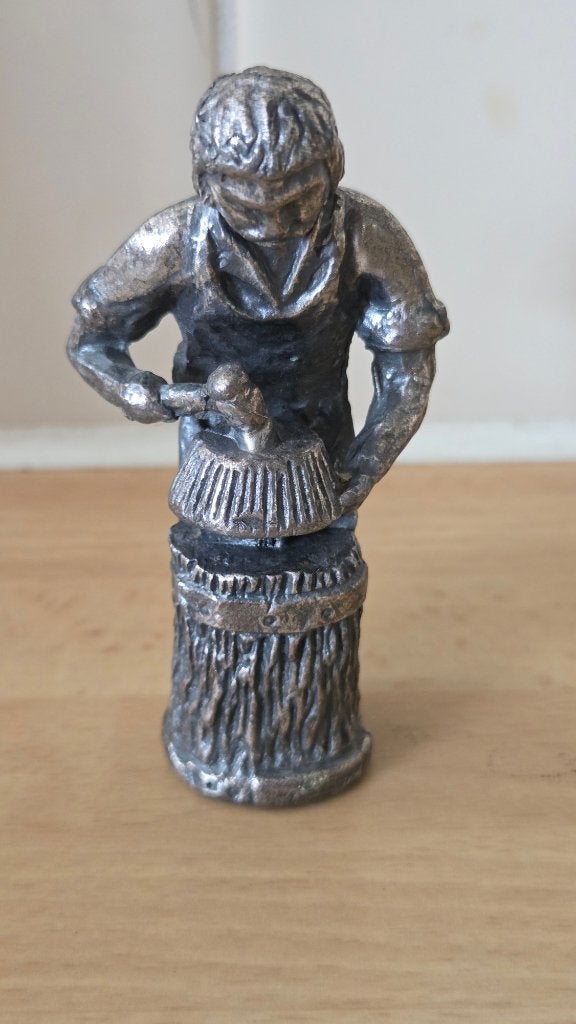 Tinnen beeldje van munter (RABO bank), Antiek en Kunst, Zilver, Minder dan 20 cm, Ophalen of Verzenden, Beeld
