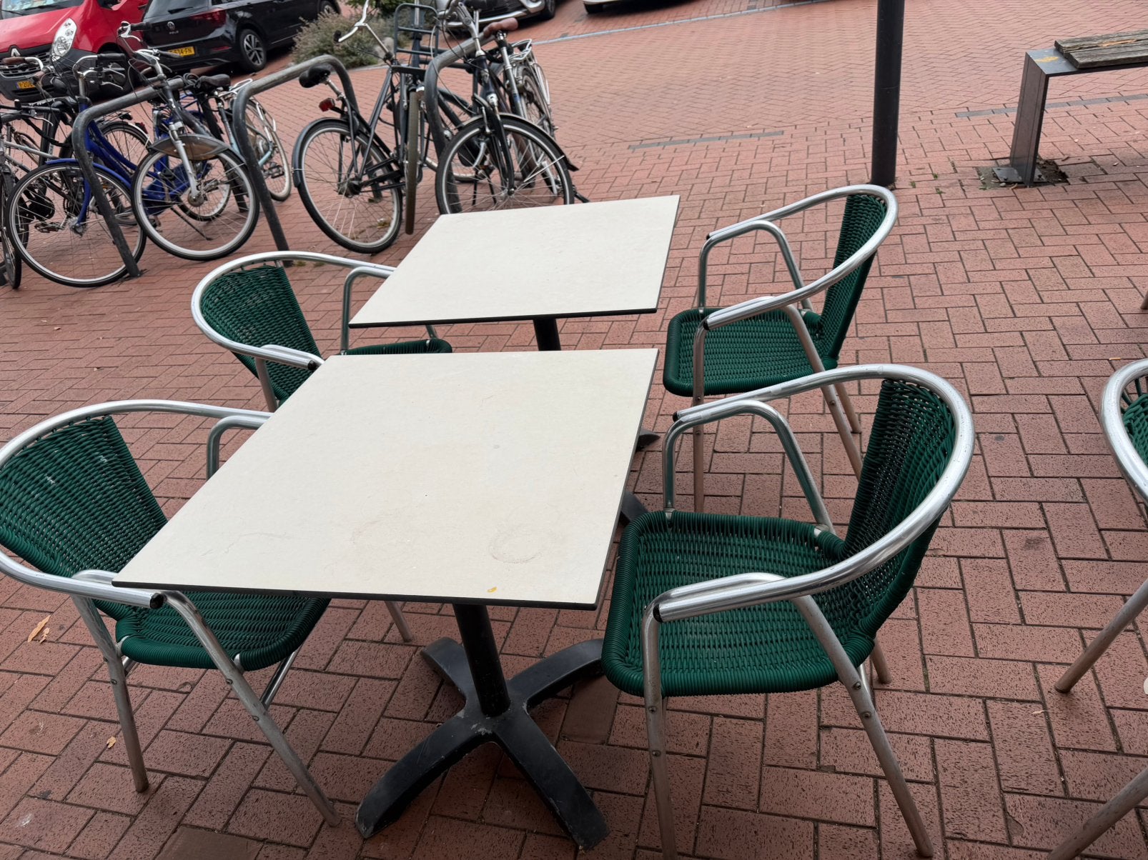 Eettafel 80-80 opklapbaar met Stoelen 4 set Voor €200, Ophalen of Verzenden, Zo goed als nieuw, Rechthoekig, 50 tot 100 cm