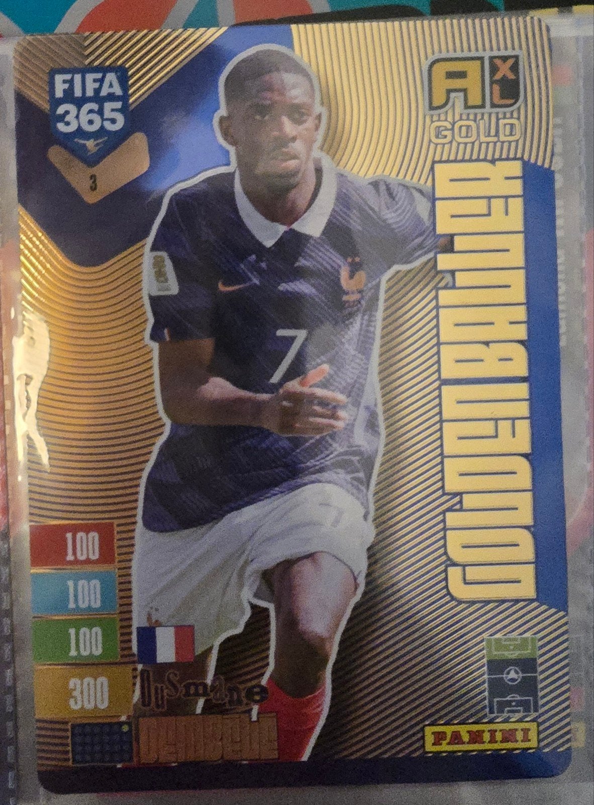 panini fifa adrenalyn 2027 golden baller dembele, Ophalen of Verzenden, Zo goed als nieuw, Plaatje
